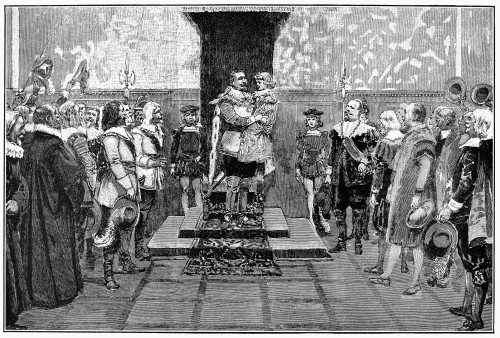 Gustavus Ii (1594-1632). /Ngustavus Adolphus./Nking Of Sweden, 1611-1632. Gustavus Bidding Farewell To His Young Daughter, Christina, Before Leaving For War, C1632. Line Engraving, American, Early 20Th Century. Poster Print by Granger Collection - It