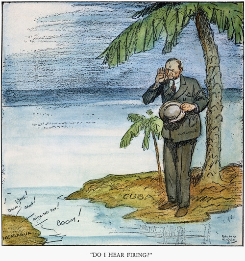 Coolidge: Nicaragua, 1928. /N'Do I Hear Firing?' Cartoon By Rollin Kirby Following The News Of The Ordering Of An Additional One Thousand U.S. Marines To Nicaragua By President Calvin Coolidge In 1928. Poster Print by Granger Collection - Item # VARG
