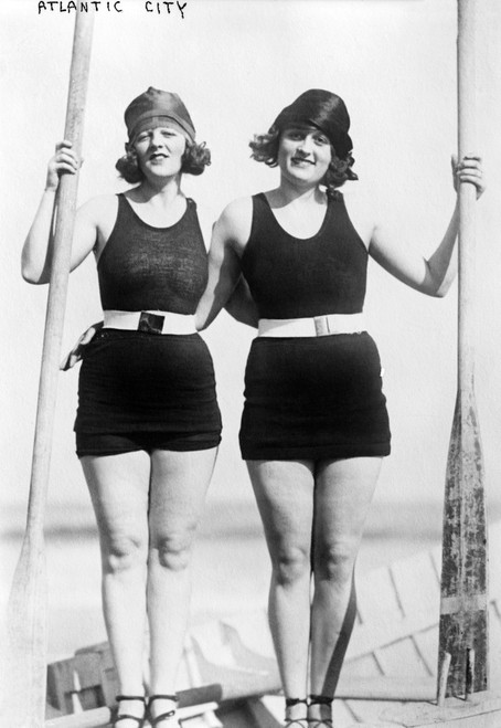 Atlantic City: Women. /Ntwo Young Women Wearing Swimsuits In A Standing Pose At The Beach, Possibly Taking Part In A Beauty Contest, Atlantic City, New Jersey. Photograph, Late 19Th Or Early 20Th Century. Poster Print by Granger Collection - Item # V