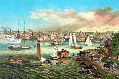 Scene of Newport Beach.  High quality vintage art reproduction by Buyenlarge.  One of many rare and wonderful images brought forward in time.  I hope they bring you pleasure each and every time you look at them. Poster Print by F. Gleason - Item # VA