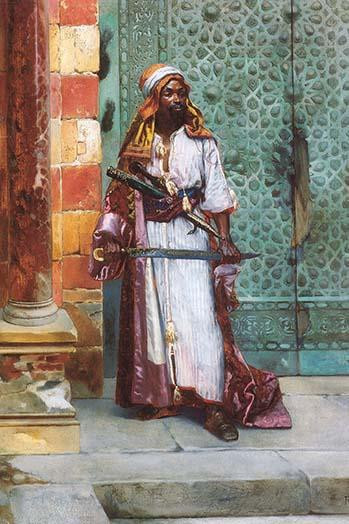 Standing Guard.  High quality vintage art reproduction by Buyenlarge.  One of many rare and wonderful images brought forward in time.  I hope they bring you pleasure each and every time you look at them. Poster Print by Rudolf Ernst - Item # VARBLL05