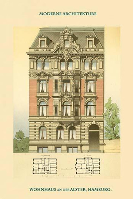 Residence by the Alster in Hamburg.  High quality vintage art reproduction by Buyenlarge.  One of many rare and wonderful images brought forward in time.  I hope they bring you pleasure each and every time you look at them. Poster Print by Puttfarken