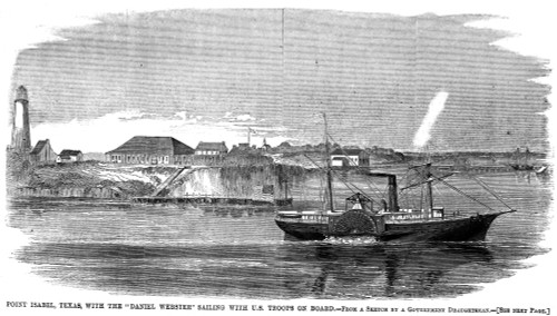 Civil War: Union Steamer. /Nthe Union Steamer 'Daniel Webster' Off Point Isabel, Texas, March 1861, Bound For New York Carrying Federal Troops From Fort Brown, Texas. Wood Engraving From A Contemporary American Newspaper. Poster Print by Granger Coll