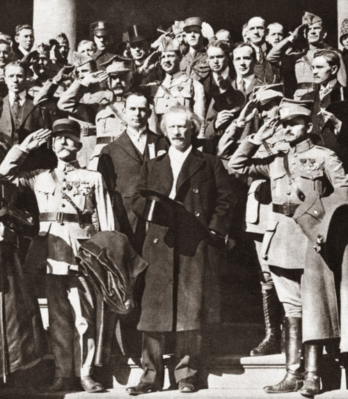 World War I: Saluting. /Nignacy Jan Paderewski And Allied Sympathizers Outside New York'S City Hall Saluting A Regiment Of Polish Troops As The Leave For The Front, New York. Photograph, C1914. Poster Print by Granger Collection - Item # VARGRC040923