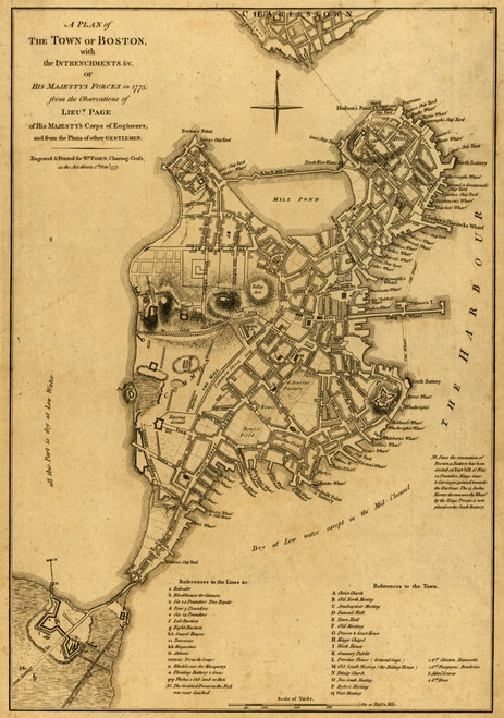 A Plan of the Town of Boston, with the Intrenchments &c. of His Majestys Forces in 1775 from the Observations of Lieut. Page of His Majesty's Corps of Engineers; and from the Plans of other Gentlemen . . . 1777 Poster Print by William Faden - Item # A Plan of the Town of Boston, with the Intrenchments &c. of His Majestys Forces in 1775 from the Observations of Lieut. Page of His Majesty's Corps of Engineers; and from the Plans of other Gentlemen . . . 1777 Poster Print by William Faden - Item #