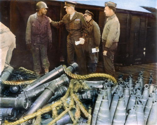 Eisenhower: Wwii, C1944./Ngeneral Dwight David Eisenhower (1890-1969) On An Inspection Tour Of Cherbourg, France, As Supreme Allied Commander During World War Ii: Oil Over A Photograph, 1944 Or 1945. Poster Print by Granger Collection - Item # VARGRC