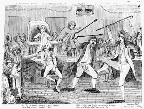 Congressional Pugilists. /Namerican Cartoon, 1798, Engraving On The Fight In Congress Between Roger Griswold (Wielding Cane) And Matthew Lyon, The Most Notable Victim Of The Sedition Act Of 1798. Poster Print by Granger Collection - Item # VARGRC0036