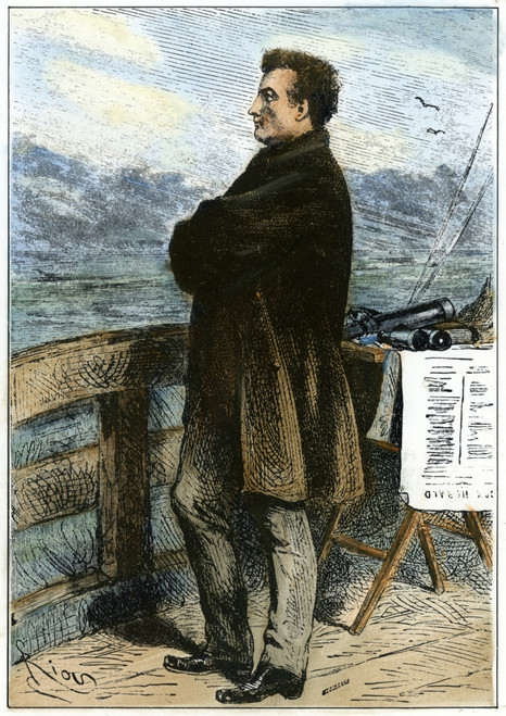Verne: 20,000 Leagues, 1870. Professor Aronnax, The Narrator Of Jules Verne'S 'Twenty Thousand Leagues Under The Sea.' Engraving After A Drawing By Edouard Riou For Which Verne Himself Served As The Model, 1870. Poster Print by Granger Collection - I
