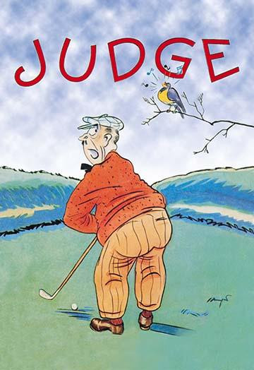 April 25, 1931 Cover to an early lampooning magazine, Judge, which shows a golfer being distracted by a song bird as he tries to strike the ball.  Judge was a weekly satirical magazine published in the United States from 1881 to 1947. Poster Print by