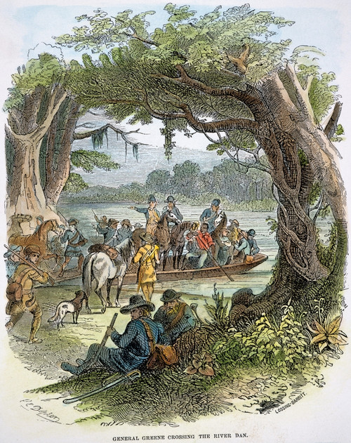 Nathanael Greene, 1781. /Ngeneral Nathanael Greene (1742-1786) And His Army Successfully Evading The British Army By Crossing The Dan River From North Carolina Into Virginia, 15 February 1781. Wood Engraving, American, 19Th Century. Poster Print by G