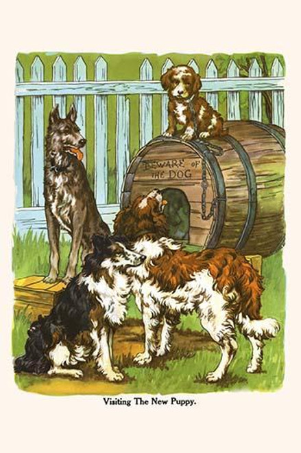 Visiting the New Puppy.  High quality vintage art reproduction by Buyenlarge.  One of many rare and wonderful images brought forward in time.  I hope they bring you pleasure each and every time you look at them. Poster Print by Bird & Haumann - Item