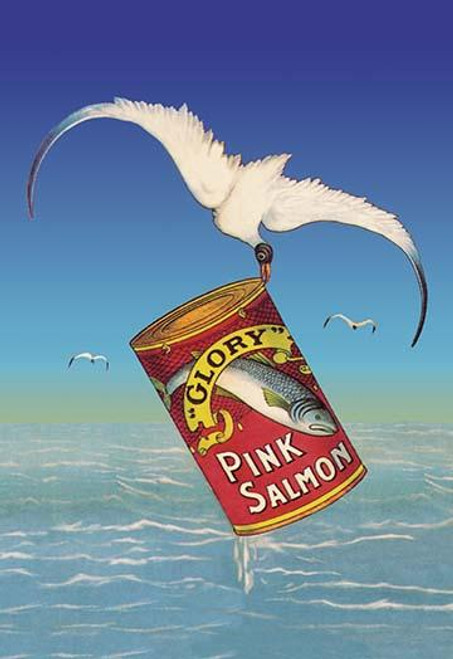 Pink salmon or humpback salmon is a species of anadromous fish in the salmon family. It is the smallest and most abundant of the Pacific salmon.  This is the original art to the can label on a poster advertising the product. Poster Print by unknown -