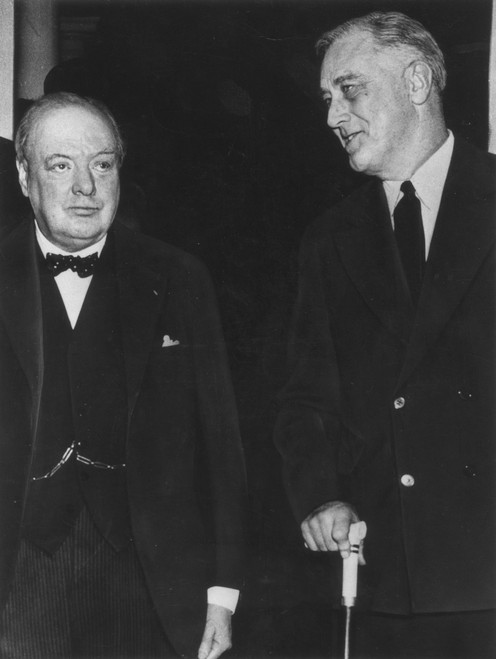 Franklin Delano Roosevelt /N(1882-1945). 32Nd President Of The United States. Leaving New Year'S Day Services In Alexandria, Virginia, With British Prime Minister Winston Churchill, January 1, 1942. Poster Print by Granger Collection - Item # VARGRC0