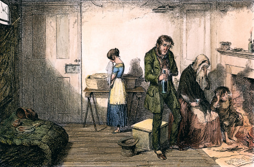 Temperance Movement, 1847. /N'Cold, Misery, And Want, Destroy Their Youngest Child. They Console Themselves With The Bottle.' Etching By George Cruikshank From His Series, 'The Bottle,' Plate Vi, On The Evils Of Drink. Poster Print by Granger Collect