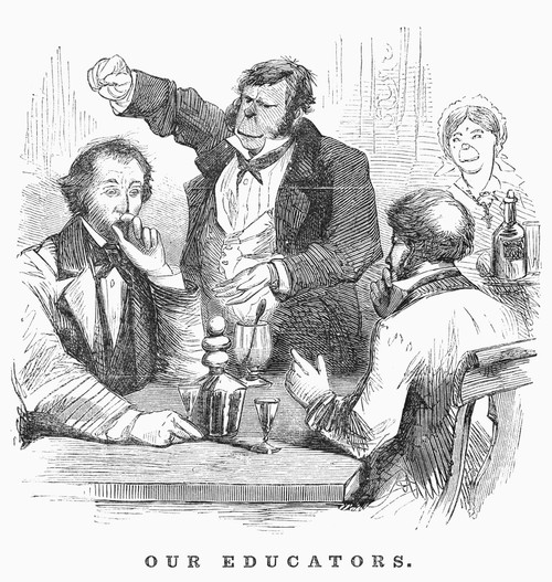 New York: Schoolmasters. /Nan Irish Catholic School Commissioner (Center) Arguing Against The Reading Of The Bible In Public Schools With An 'American' School Commissioner. Satirical Engraving From An American Newspaper Of 1859. Poster Print by Grang