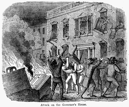 Stamp Act Riot, 1765. /Nsons Of Liberty Protesting The Stamp Act By Attacking The House Of Lieutenant Governor Thomas Hutchinson At Boston, Massachusetts, On 26 August 1765. Wood Engraving, 19Th Century. Poster Print by Granger Collection - Item # VA