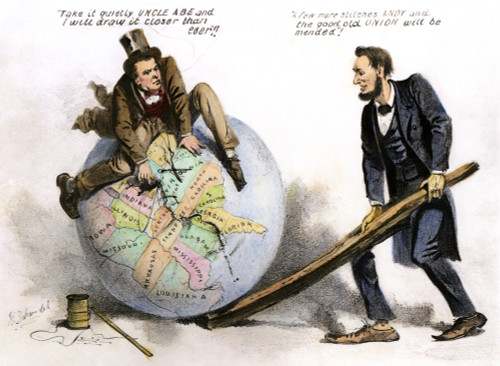 Cartoon: Campaign, 1864. /Namerican Cartoon Showing The 'Rail Splitter' Abraham Lincoln And His Running Mate Andrew Johnson, The Tennessee Tailor, Pointing Out The Task Of Reconstruction Which Lay Ahead. Cartoon, 1864. Poster Print by Granger Collect Cartoon: Campaign, 1864. /Namerican Cartoon Showing The 'Rail Splitter' Abraham Lincoln And His Running Mate Andrew Johnson, The Tennessee Tailor, Pointing Out The Task Of Reconstruction Which Lay Ahead. Cartoon, 1864. Poster Print by Granger Collect