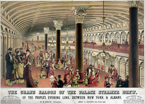 Steamship: Saloon, C1878. /Ninterior Of The Grand Ballroom On Board The Palace Steamer Ship 'Drew,' With Passengers In The Main Floor Area Of The Salon And On The Mezzanine. Lithograph By Currier And Ives, C1878. Poster Print by Granger Collection -