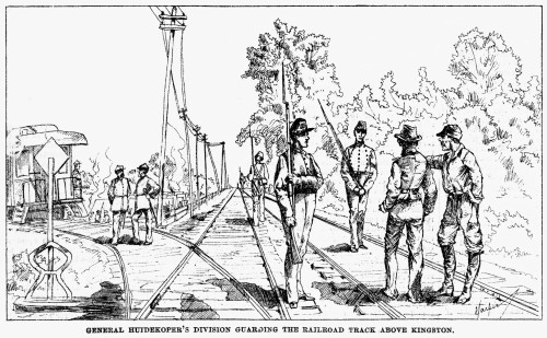 Great Railroad Strike, 1877. /Nnational Guardsmen Under General Henry Huidekoper Guarding A Railroad Track Near Kingston, Pennsylvania, During The Great Railroad Strike Of 1877. Contemporary American Newspaper Engraving. Poster Print by Granger Colle