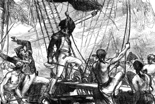 War Of 1812: Naval Battle. /Nthe Capture Of The Hms Frolic, Under Commander Thomas Whinyates, During The Battle With The American Sloop-Of-War Uss Wasp, Under The Command Of Jacob Jones, 18 October 1812. Engraving, American, 1881. Poster Print by Gra