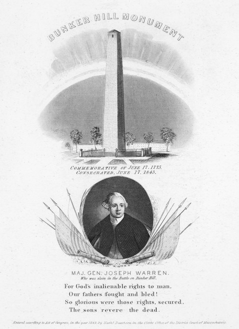 Joseph Warren (1741-1775). /Namerican Physician And Revolutionary Officer. Steel Engraving, 1843, Commemorating The Death Of General Warren In The Battle Of Bunker Hill And The Consecration Of The Monument. Poster Print by Granger Collection - Item #