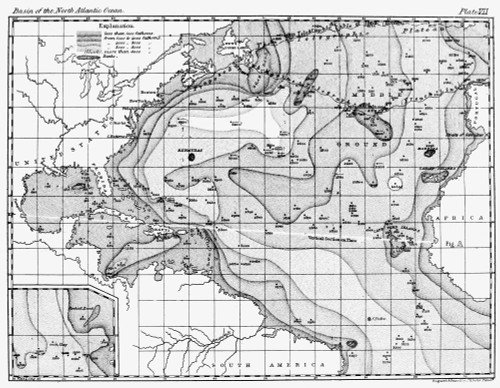Matthew Fontaine Maury /N(1806-1873). American Naval Officer And Oceanographer. Basin Of The North Atlantic Ocean: Engraved Plate From The First Edition Of Maury'S 'The Physical Geography Of The Sea,' 1855. Poster Print by Granger Collection - Item #