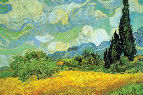 Cypresses.  High quality vintage art reproduction by Buyenlarge.  One of many rare and wonderful images brought forward in time.  I hope they bring you pleasure each and every time you look at them. Poster Print by Vincent Van Gogh - Item # VARBLL058