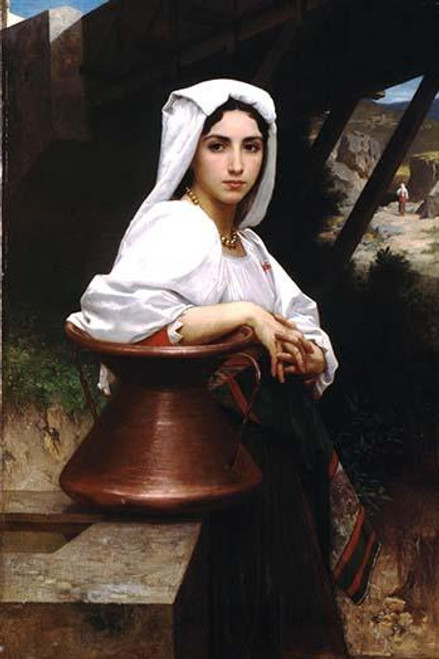 Italian Girl Drawing Water.  High quality vintage art reproduction by Buyenlarge.  One of many rare and wonderful images brought forward in time.  I hope they bring you pleasure each and every time you look at them. Poster Print by William Bouguereau
