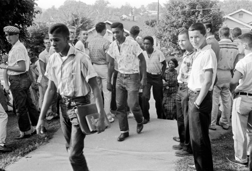 School Desegregation, 1956. /Nblack Students Walking Through A Crowd Of White Boys In Clinton, Tennessee, During A Period Of Violence Related To School Integration, 4 December 1956. Photographed By Thomas J. O'Halloran. Poster Print by Granger Collec