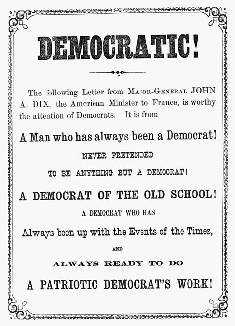 Grant: Election Of 1868. /Ntitle Page Of Public Letter Written By Major-General John A. Dix, The American Minister To France And A Democrat, Supporting Republican Presidential Nominee Ulysses S. Grant Over Democratic Nominee Horatio Seymour. Poster P