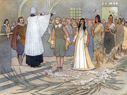Pocahontas (1595?-1617). /Nnative American Princess. The Marriage Of Pocahontas To John Rolfe In April 1614. Illustration By E. Boyd Smith From 'The Story Of Pocahontas And Captain John Smith,' 1906. Poster Print by Granger Collection - Item # VARGRC