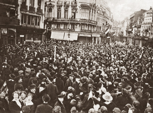 World War I: Lille, 1918. /Ncrowds Of Jubilent Residents Listening The The Music Of The Marseillaise In The Grand Square Of Lille, After Liberation From German Occupation During World War I, 1918. Poster Print by Granger Collection - Item # VARGRC040