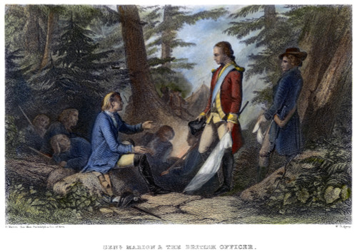 Francis Marion (1732?-1795). /Namerican Revolutionary Soldier. Francis Marion Inviting A British Officer To Dine With Him On Roasted Sweet Potatoes And Cold Water: Steel Engraving, 19Th Century. Poster Print by Granger Collection - Item # VARGRC00723