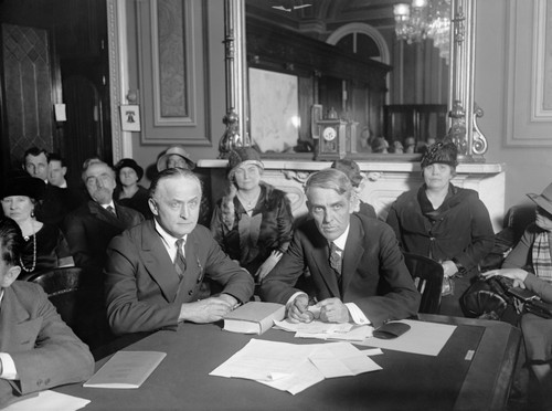 Harry Houdini (1874-1926). /Nnee Ehrich Weiss. American Magician. With Senator Arthur Capper Testifying Before The Senate District Committee To Expose Fraud Spiritualists And Fortune Tellers. Photograph, 26 February 1926. Poster Print by Granger Coll