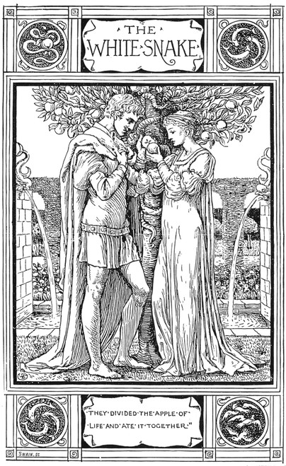 Grimm: The White Snake. /N'They Divided The Apple Of Life And Ate It Together.' Pen-And-Ink Drawing By Walter Crane For An 1886 Edition Of 'Household Stories From The Collection Of The Brothers Grimm.' Poster Print by Granger Collection - Item # VARG