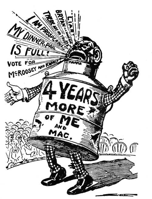 Marcus Alonzo Hanna /N(1837-1904). American Businessman And Politician. An American Newspaper Cartoon Published During The 1900 Presidential Campaign That Shows Hanna As A Roaring Dinner Pail, A Reference To The Republican Slogan. Poster Print by Gra
