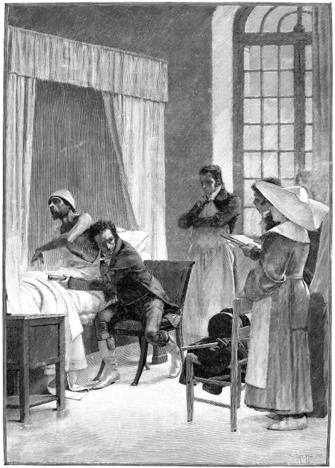 Rene Laennec (1781-1826). /Nrene Theophile Hyacinthe Laennec. French Physician. Laennec, With His Stethoscope, At The Necker Hospital, Paris, France. Wood Engraving After A Painting By Theobald Chartran (1849-1907). Poster Print by Granger Collection