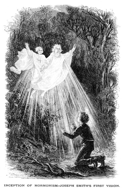 Joseph Smith (1805-1844). /Namerican Founder Of The Mormon Church. Joseph Smith, At Age Fourteen, Experiencing His First Vision Near His Family'S Farm In Western New York. Wood Engraving, American, 19Th Century. Poster Print by Granger Collection - I