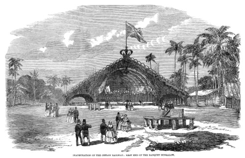 Sri Lanka: Railway, 1858. /Neast End Of The Banquet Bungalow During The Celebration For The Inauguration Of The Ceylon Railway (Now The Sri Lankan Railway), By British Colonialists. Engraving, English, 1858. Poster Print by Granger Collection - Item