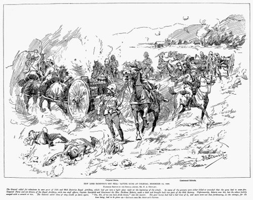 Boer War, 1899. /Nthe Son Of British Field Marshal, Lord Frederick Sleigh Roberts, Supreme Commander Of The Boer War, Fatally Shot At Colenso, South Africa, 15 December 1899. Wood Engraving After A Drawing By F.A. Stewart, C1899. Poster Print by Gran