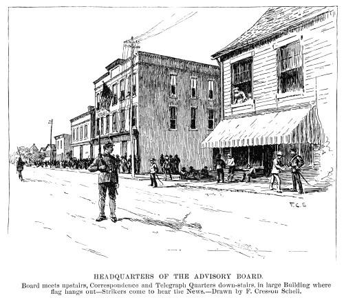 Homestead Strike, 1892. /Nheadquarters Of The Advisory Board, Where Strikers Gather To Hear News, During The Homestead Strike Against The Carnegie Steel Company In Homestead, Pennsylvania, 1892. Contemporary American Engraving. Poster Print by Grange