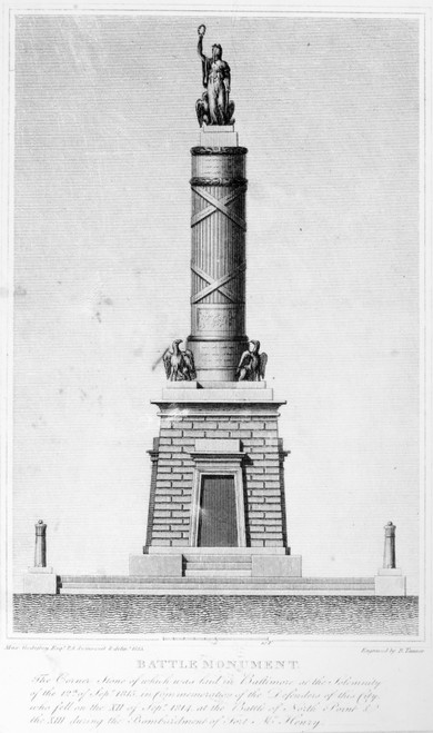 Fort Mchenry Memorial. /Ndesign For A Monument In Baltimore, Maryland, Honoring Defenders Of The City Who Fell During The Battle Of Fort Mchenry, 14 August 1814. Line Engraving, American, 1815. Poster Print by Granger Collection - Item # VARGRC012998