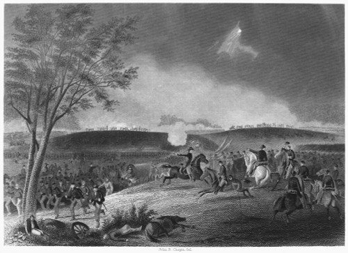 Chancellorsville, 1863. /Ngeneral Dan Sickles' Division Covering The Retreat Of The Union Army At The Battle Of Chancellorsville, Virginia, During The American Civil War, 2-4 May 1863. Steel Engraving, 19Th Century. Poster Print by Granger Collection