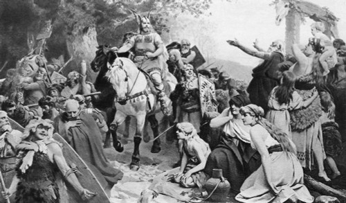 Arminius (C17 B.C.-21 A.D.). /Ngerman National Hero. Arminius' Triumph Over Three Roman Legions At The Battle Of Teutoburg Forest. Photogravure, Late 19Th Century, After The Painting By Paul Thumann. Poster Print by Granger Collection - Item # VARGRC