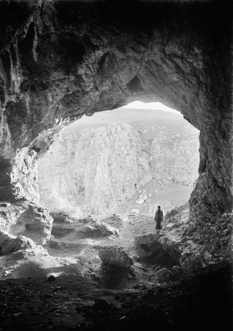 Mugharet Ez-Zuttiyeh. /Ncave Located West Of The Sea Of Galilee, Where The First Neanderthal Bone Fragments Outside Of Europe Were Discovered In 1925, Collectively Called The 'Galilee Skull.' Stereograph, Early 20Th Century. Poster Print by Granger C