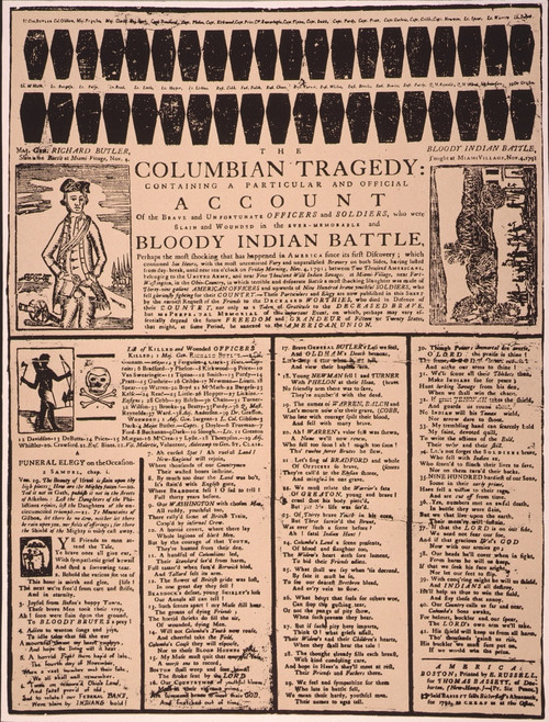 Ohio Battle, 1791. /Nbroadside Describing The Defeat Of The American Army Under General Arthur St. Clair In A Battle With Native Americans Of The Northwest Territory, 4 November 1791, Near Fort Washington, Ohio Country. Poster Print by Granger Collec