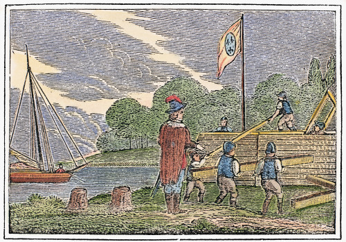 Detroit: Early Fort, C1680. /Na Party Of French Soldiers Constructing The First Fort On The Detroit River, Near The Site Of Present-Day Detroit, Michigan, C1680. Wood Engraving, American, C1840. Poster Print by Granger Collection - Item # VARGRC01043 Detroit: Early Fort, C1680. /Na Party Of French Soldiers Constructing The First Fort On The Detroit River, Near The Site Of Present-Day Detroit, Michigan, C1680. Wood Engraving, American, C1840. Poster Print by Granger Collection - Item # VARGRC01043
