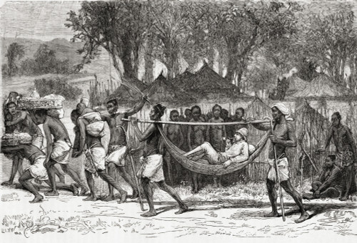 Verney Lovett Cameron Arriving At The Village Of Oulonnda, Africa During His Travels There In 1872 To 1876. Verney Lovett Cameron, 1844 To 1894. English Explorer In Central Africa. From El Mundo En La Mano, Published 1878. PosterPrint - Item # VARDPI