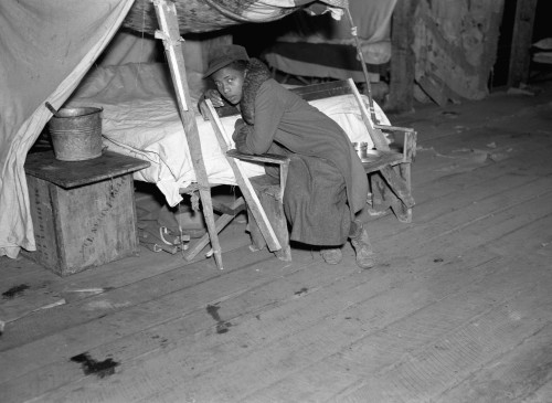Arkansas: Refugee, 1937./Nan African American Girl Seated By Her Makeshift Bed In A Flood Refugee Temporary Infirmary Operated By The Red Cross At Forrest City, Arkansas. Photograph By Walker Evans In February 1937. Poster Print by Granger Collection