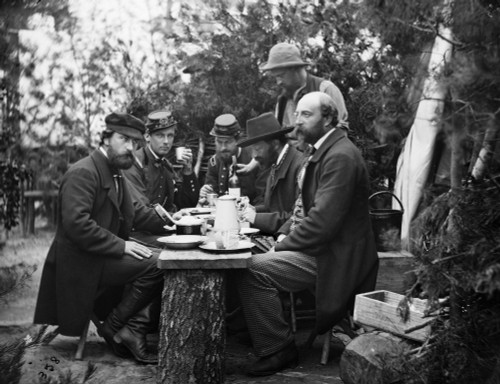 Civil War: Lunch, 1862. /Nprince Robert, Duke Of Chartres With Prince Philippe, Count Of Paris And Prince Francois Of Joinville Having Lunch With Friends At Camp Winfield Scott Near Yorktown, Virginia. Photograph By James F. Gibson, May 1862. Poster Civil War: Lunch, 1862. /Nprince Robert, Duke Of Chartres With Prince Philippe, Count Of Paris And Prince Francois Of Joinville Having Lunch With Friends At Camp Winfield Scott Near Yorktown, Virginia. Photograph By James F. Gibson, May 1862. Poster